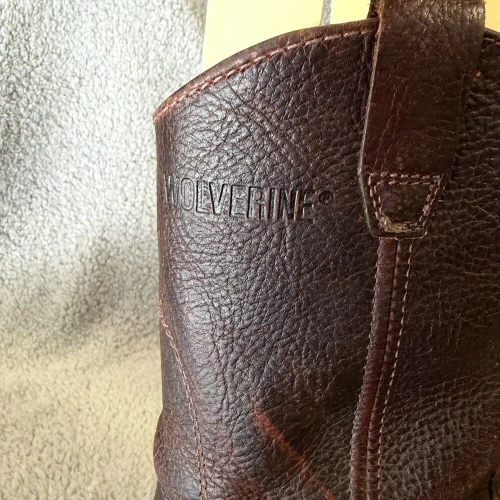 WOLVERINE Work Boots Steel Toe Mens 10.5 Brown Leather Wellington Peanut W03146